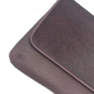 GiGi New York Dark Purple Foldover Cowhide Clutch